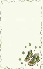 Beige background pattern schedule paper plan painting illustration shoes 