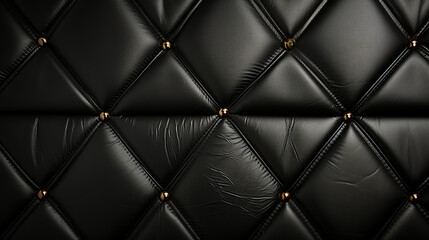 Ornate black leather background - elegant stitching - background