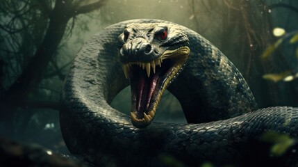 Titanoboa is angry background wallpaper ai generated