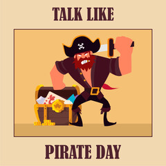 Talk like pirate day flat ilustration
