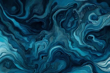Conjure a surreal space in Aquamarine Blue, Argentina Blue, and Astros Navy, resembling a dreamy underwater realm in striking HD clarity. - obrazy, fototapety, plakaty