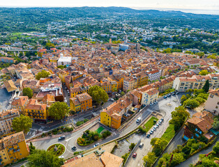 Fototapeta na wymiar Aerial view of Grasse, a town on the French Riviera, known for its long-established perfume industry