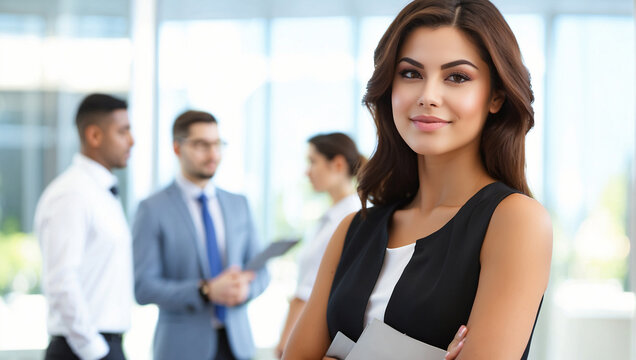 Portrait of young business woman in office 