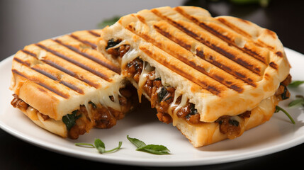 A Delicious Half panini  on a Clean White Plate