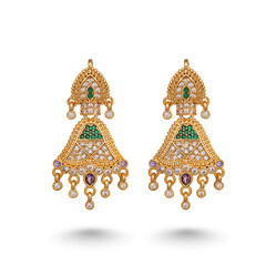 Indian Rajasthani Golden Drop Earrings Jewellery