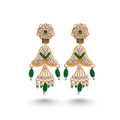 Indian Rajasthani Golden Drop Earrings Jewellery