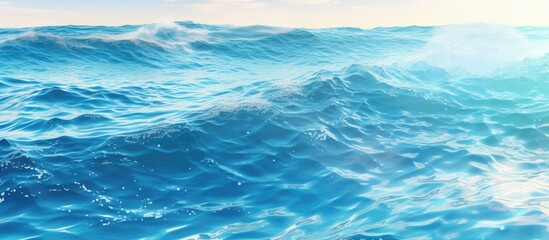 Obraz premium The abstract nature of the water is highlighted by the textured waves, as the light reflects off the surface and creates a sparkling blue sea, forming a continuous circle of motion; a mesmerizing