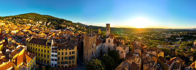 Aerial view of Grasse, a town on the French Riviera, known for its long-established perfume industry - obrazy, fototapety, plakaty