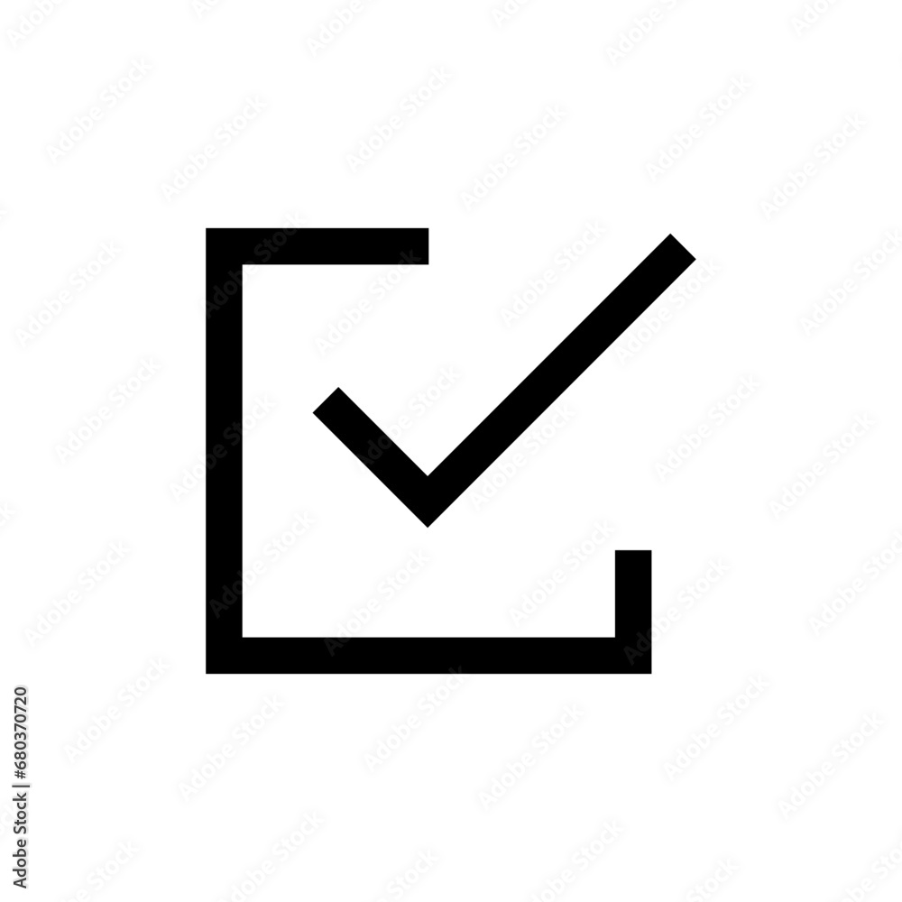 Poster check box icon with correct, accept checkmark icons tick box checked, check list square frame - checkbox symbol approved sign. web vector icon