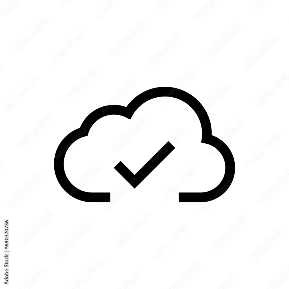 Aufkleber cloud check mark tick icon complete sign. clouds with checkmark icons software update process completed. web vector icon