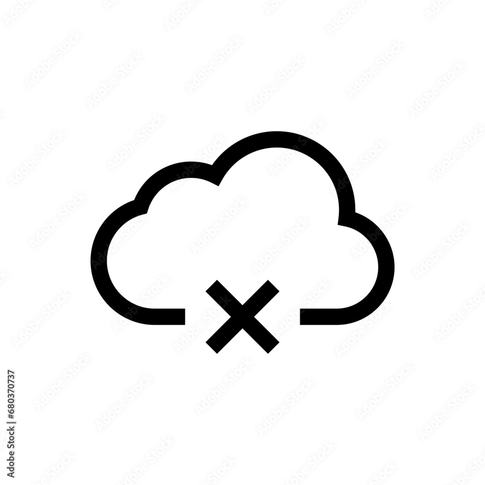 Aufkleber Cloud off icon - no cloud computing sign disable icons - clouds offline symbol in outline, line for apps and website. web vector icon