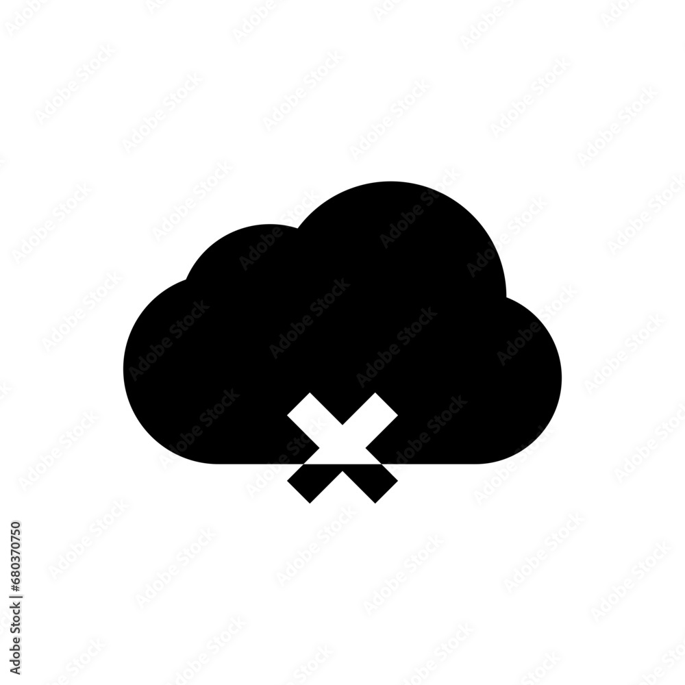 Aufkleber Cloud off icon - no cloud computing sign disable icons - clouds offline symbol in fill, filled for apps and website. web vector icon