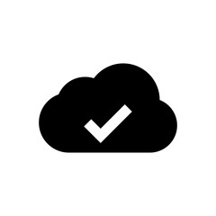 cloud check mark tick icon complete sign. clouds with checkmark icons software update process completed. web vector icon