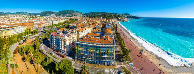 Selbstklebende Fototapeten Aerial view of Nice, Nice, the capital of the Alpes-Maritimes department on the French Riviera © alexey_fedoren