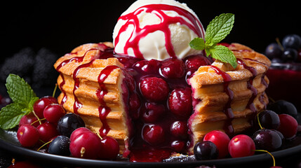 ice cream with berries