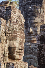 Fototapeta na wymiar The stunning Bayon Temple in Angkor, Cambodia, known for its many smiling faces