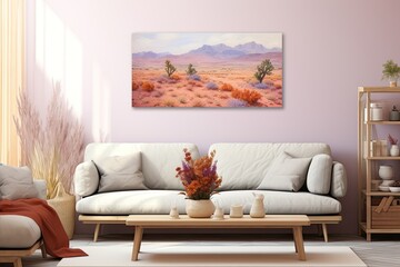 Desert Dreams: Vibrant Watercolor Painting on Canvas with a Warm Color Palette