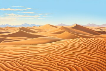 Fototapeta na wymiar Rippled Sand Dunes: Captivating Desert Colors Under a Clear Sky