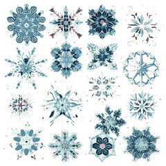 Naklejka na ściany i meble Snowflakes Clip art Snowflake Icon Sets With Beautiful Blue Hand Made Snowflakes On Blue Background Cartoon Vector