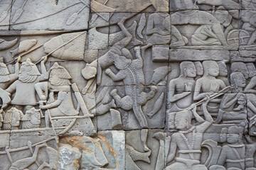 The stunning Bayon Temple in Angkor, Cambodia, known for its many smiling faces