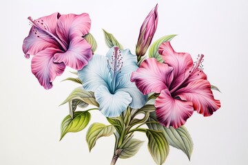 Colorful Flower Drawing with Matte Glass Effect: A Vibrant Botanical Masterpiece