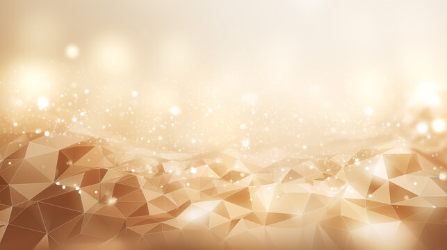polygon connection beige product advertising luxury presentation. Abstract bokeh background sparkling light simple soft. generative ai.