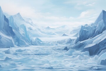 Crystalline Winter: Glacier Colors Unveiled in a Cool, Crisp Landscape.