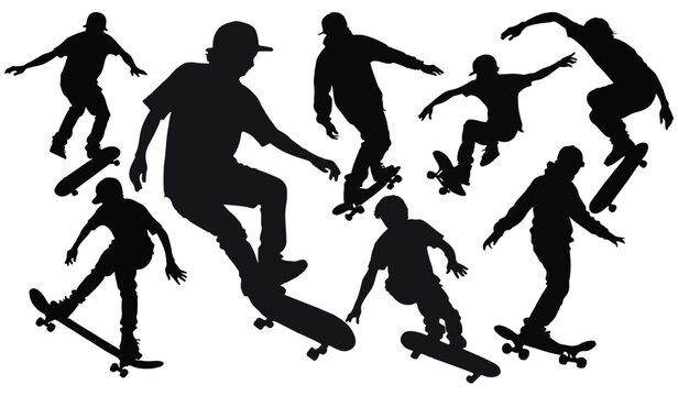 Silhouette of a person jumping skateboard vector eps 10
