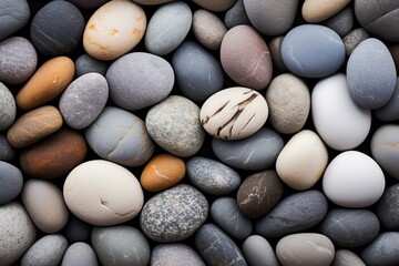 Fototapeta na wymiar Grey Beach Serenity: Captivating Natural Design with a Smooth Pebble Shore Photographic Masterpiece