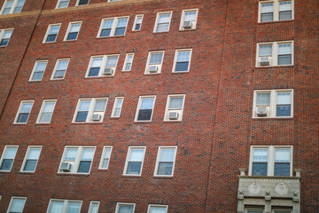 brick buildings, capturing historical architecture's charm, textures, and the city's enduring character under a picturesque sky