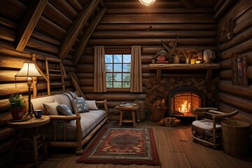 Hickory Log Cabin: Rustic Scene of Cozy Elegance