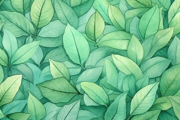 Mint Freshness: Leafy Watercolor Background in Vibrant Mint Color