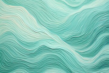 Fototapeta premium Mint Serenade: Vibrant Wave Fragment of Artwork on Paper