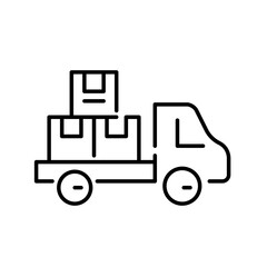 Open delivery truck with stack of parcels. Pixel perfect, editable stroke icon