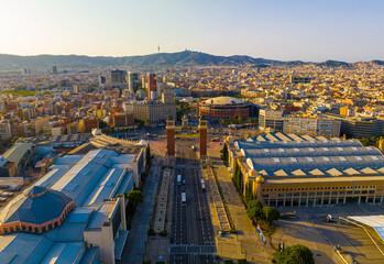 Aerial view of the Montjuïc, a hill in Barcelona, Catalonia, Spain