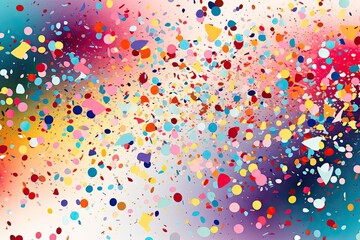 Vibrant Joy: Multicolored Pattern and Festive Confetti Explosion Design