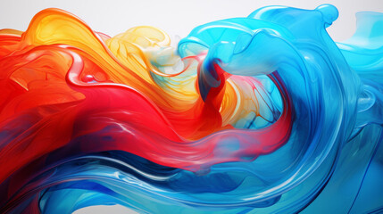 Ombre liquid in colorful swirls, depicted realistically with 8k resolution and a dramatic use of color.