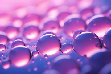 Blue and pink bubbles, portraying a color splash with ultrafine detail.