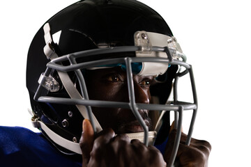 Digital png photo of african american male american football player on transparent background