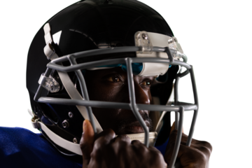 Digital png photo of african american male american football player on transparent background