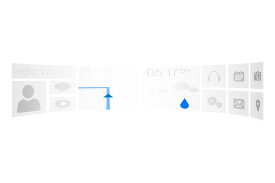 Digital png illustration of digital interface with navigation on transparent background