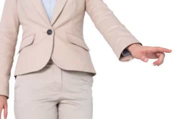 Photo sur Aluminium Lieux asiatiques Digital png photo of midsection of asian businesswoman pointing on transparent background