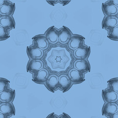 Digital png illustration of blue pattern of repeated shapes on transparent background