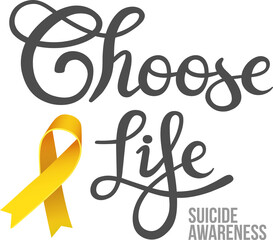 Digital png illustration of choose life suicide awareness text on transparent background
