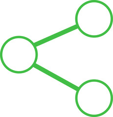 Digital png illustration of three green circles connected on transparent background