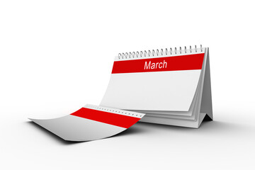 Digital png illustration of calendar with march and empty card on transparent background