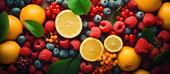 background of the beautiful summer nature, a vibrant pattern of colorful fruits catches your eye at the local agriculture shop, evoking thoughts of fresh, healthy and natural foods in shades of red.
