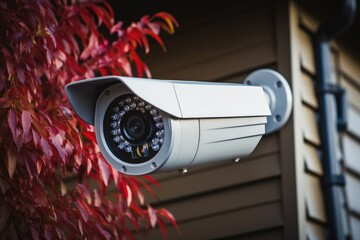 A Closed-circuit television security camera on a residential house.