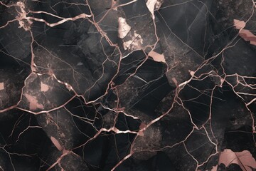 Rose gold and black marble texture pattern background.
