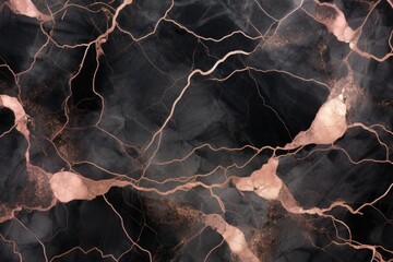 Rose gold and black marble texture pattern background